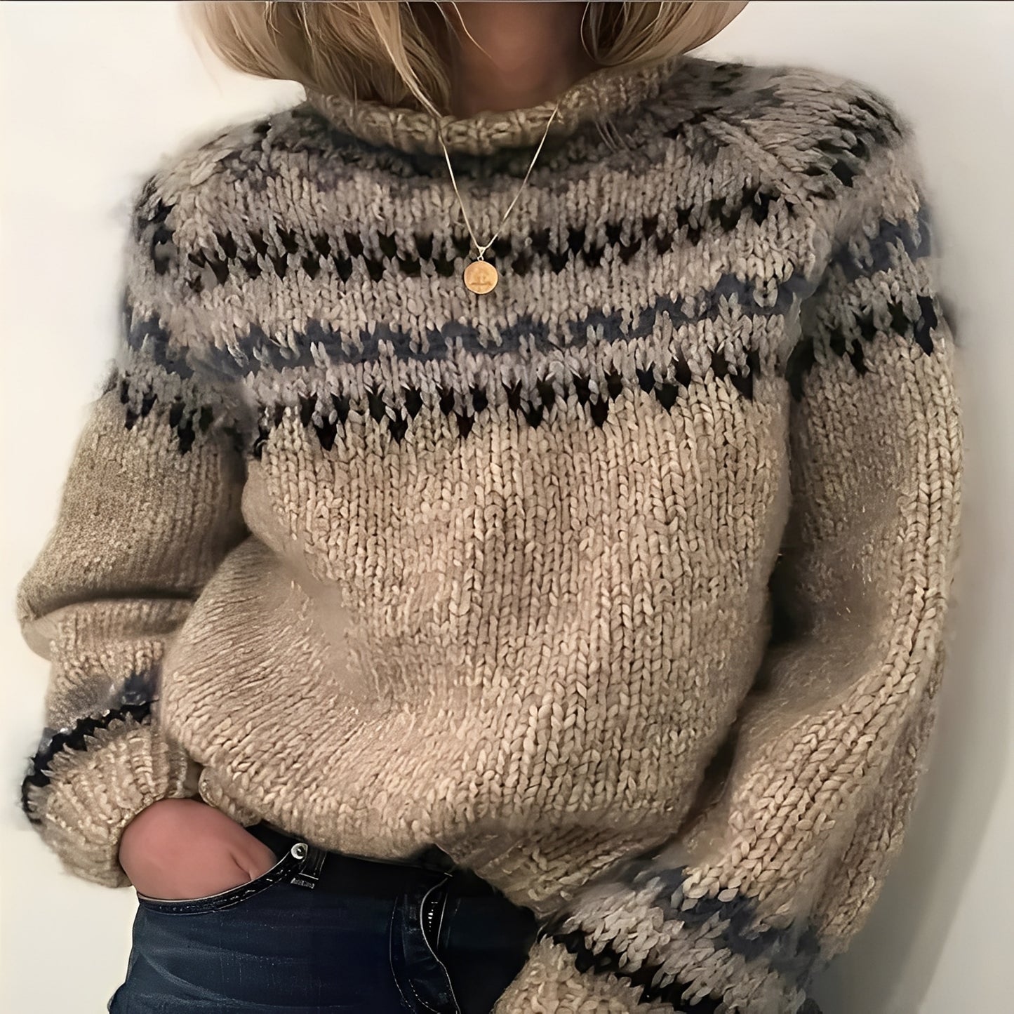 Icelandic Wool Turtleneck Sweater Traditional Knitwear for Winter