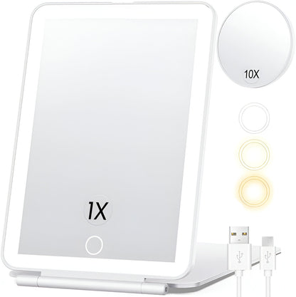 Travel Makeup Mirror Lighted with Magnification and LED