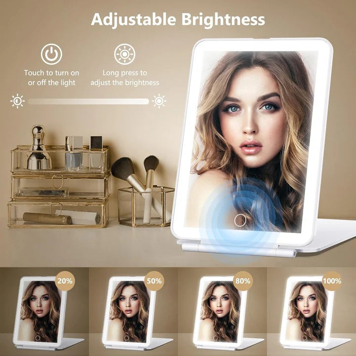 Travel Makeup Mirror Lighted with Magnification and LED