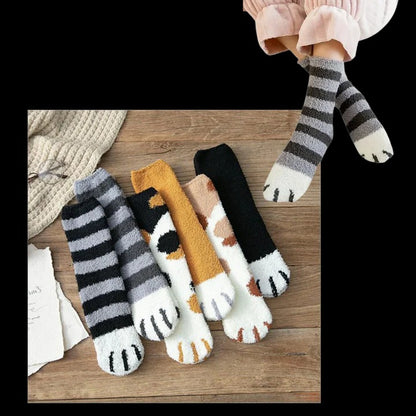 Winter Socks Cat Paw Design for Women and Teens