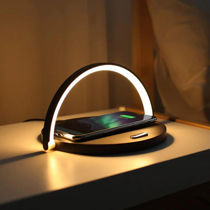 LED Lamp with Wireless Charging for Phone and Ambient Light