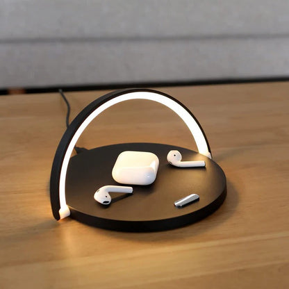 LED Lamp with Wireless Charging for Phone and Ambient Light