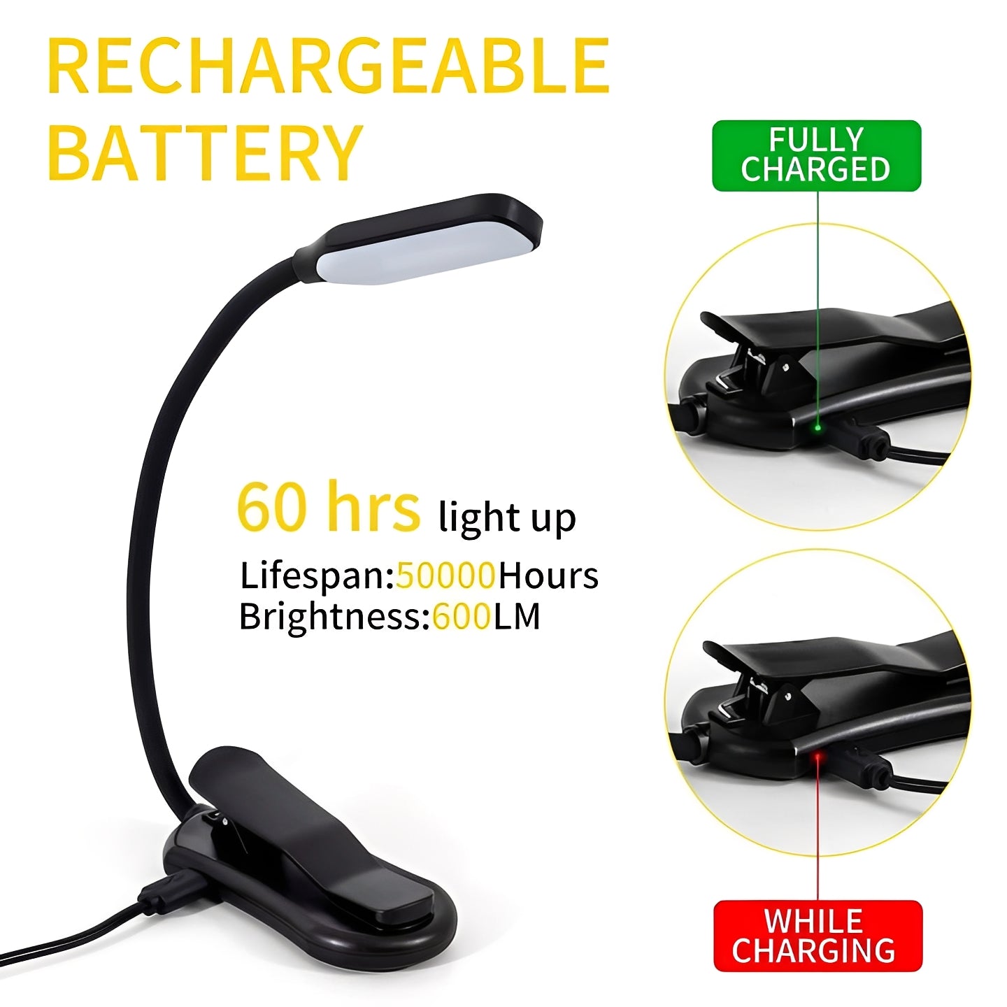 LED Reading Lamp Book Clamp for Eye Protection