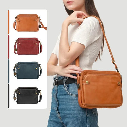 Crossbody Leather Shoulder Bag Three Layer Design and Clutch