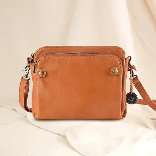 Crossbody Leather Shoulder Bag Three Layer Design and Clutch