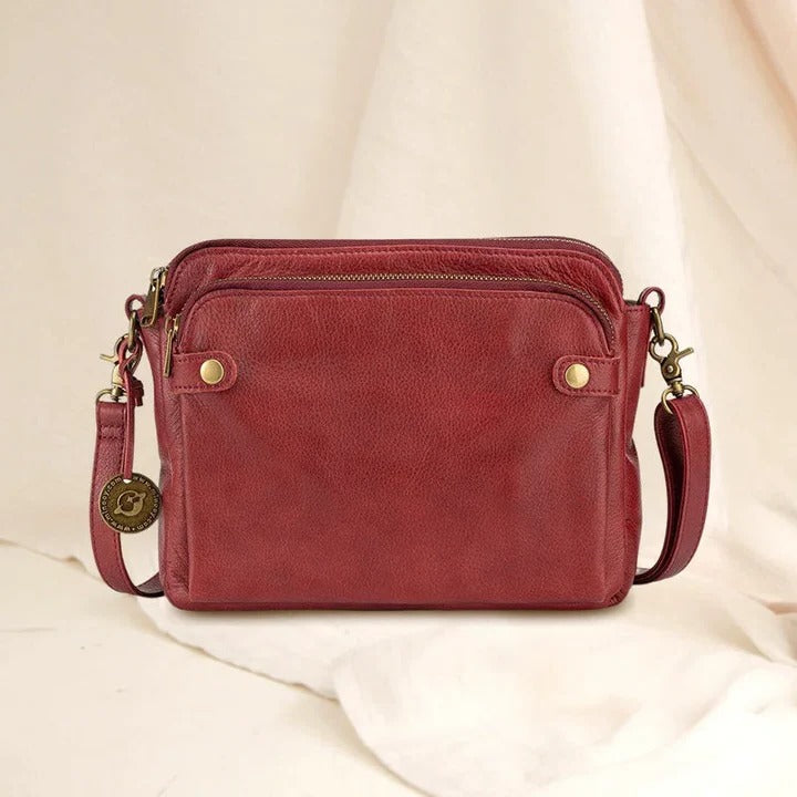 Crossbody Leather Shoulder Bag Three Layer Design and Clutch