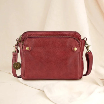Crossbody Leather Shoulder Bag Three Layer Design and Clutch