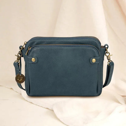 Crossbody Leather Shoulder Bag Three Layer Design and Clutch