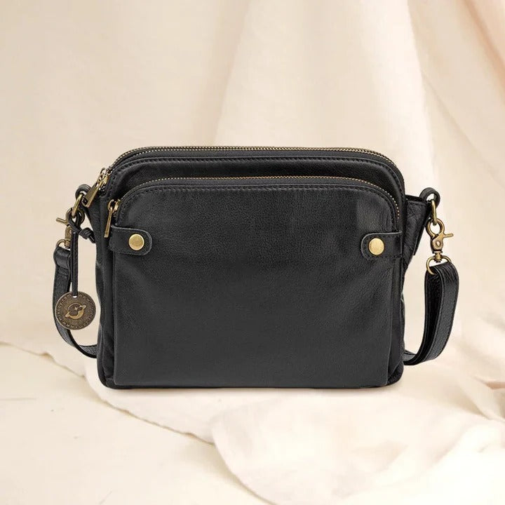 Crossbody Leather Shoulder Bag Three Layer Design and Clutch