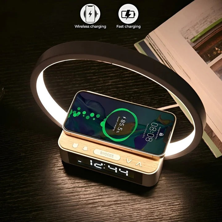 Table Lamp Wireless Charging Alarm Clock and Touch Control