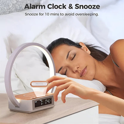 Table Lamp Wireless Charging Alarm Clock and Touch Control