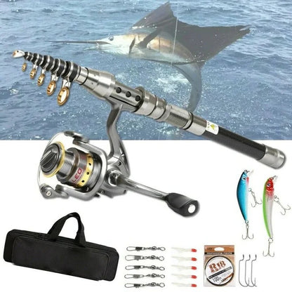 Telescopic Fishing Rod Reel Combo for Saltwater and Freshwater Fishing