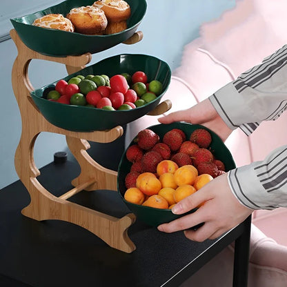 Tiered Wooden Bowl for Fruit and Vegetable Storage
