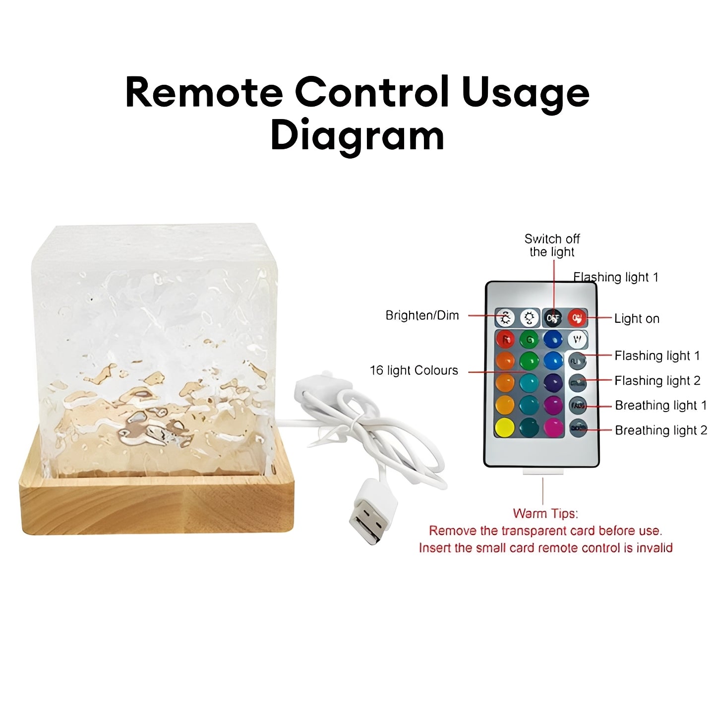 16 Color LED Water Ripple Projector Night Light for Home