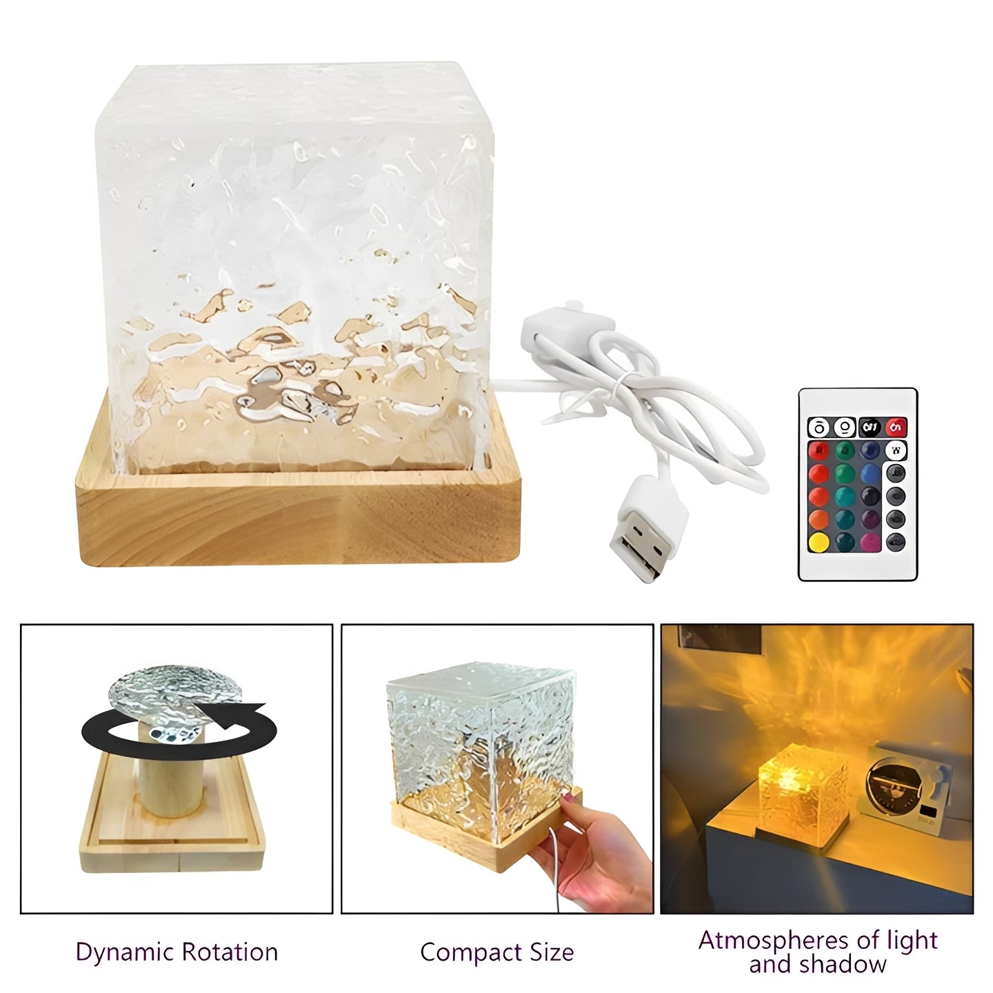 16 Color LED Water Ripple Projector Night Light for Home