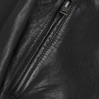 Leather Jacket for Men with Pockets and Zipper