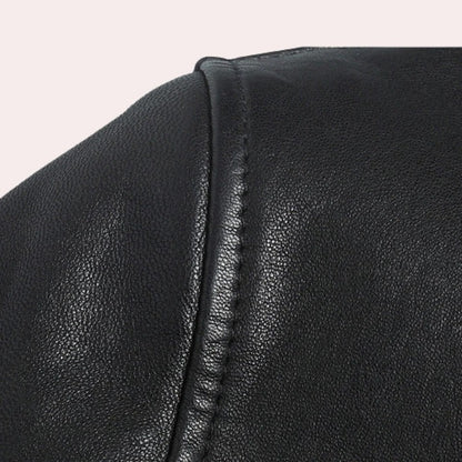 Leather Jacket for Men with Pockets and Zipper