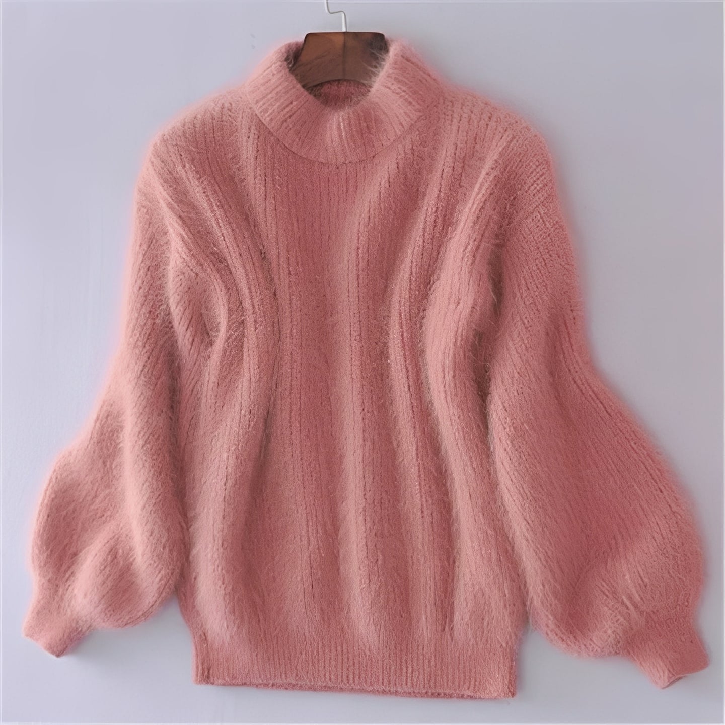 Women's Comfortable Loose Knit Sweater Solid Angora Blend
