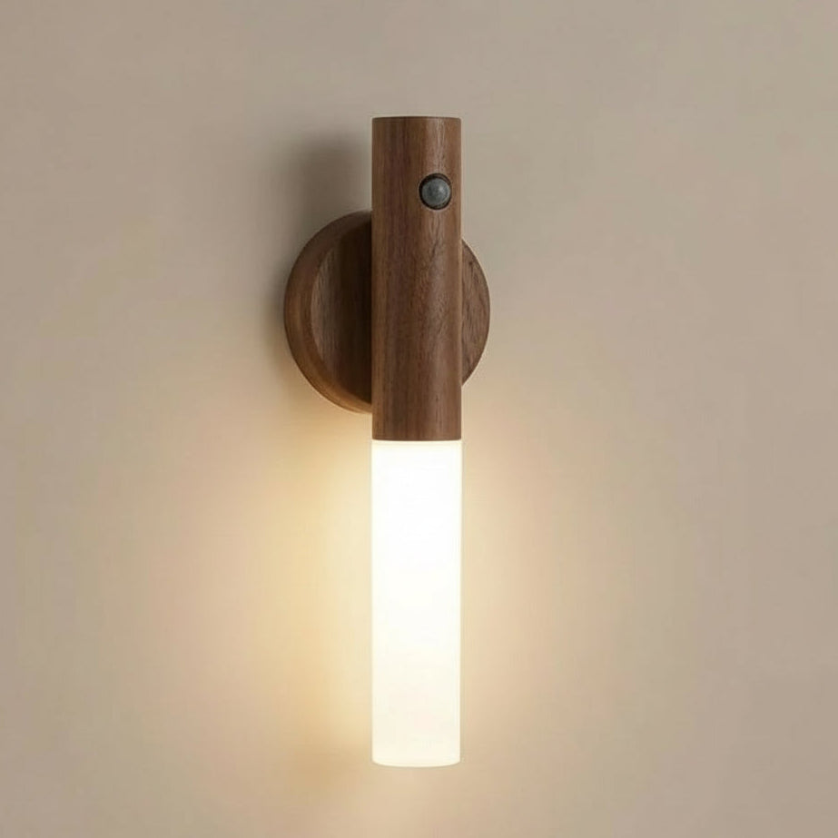 Motion Sensor Night Light Magnetic Base Wood Grain Style