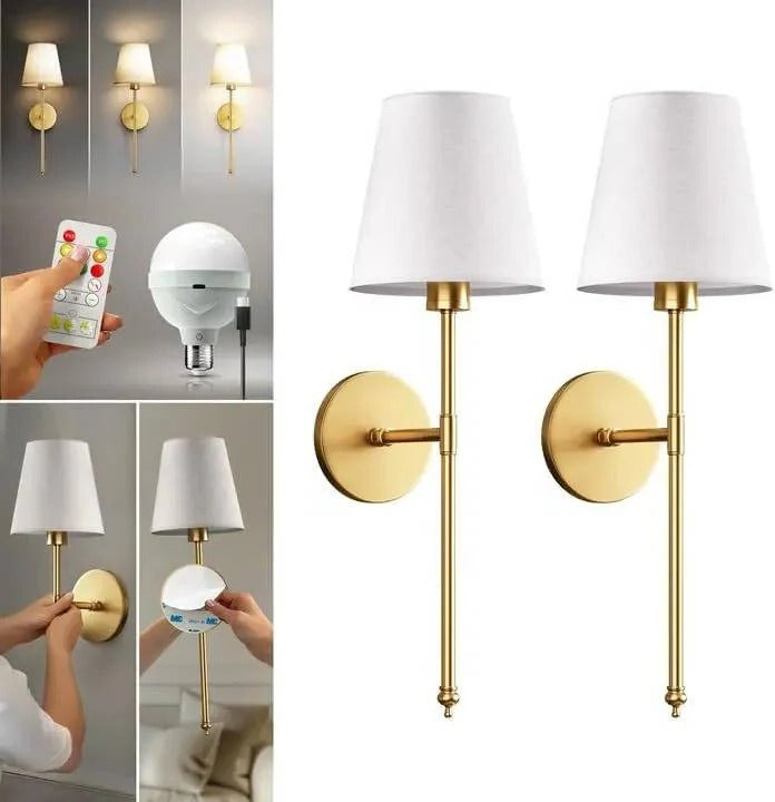 Wireless Battery Operated Wall Sconce Indoor Lighting Fixture