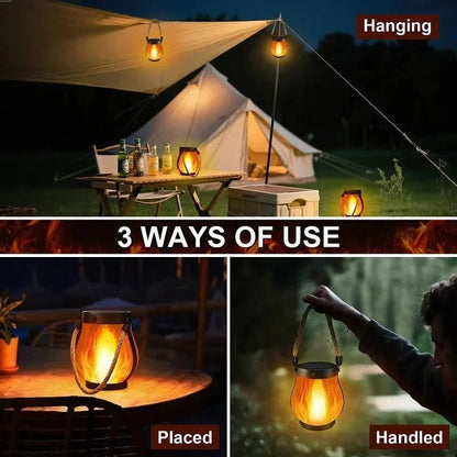Waterproof Solar Porch Lanterns with Realistic Flickering Flame