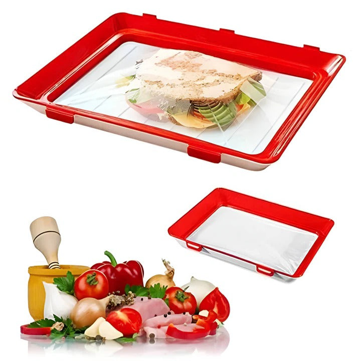 Food Storage Tray with Stretch Film Lid for Preservation and Fresh Keeping