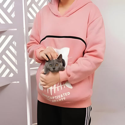 Fleece Sweatshirt with Cuddle Pouch for Cat and Small Pet Lovers
