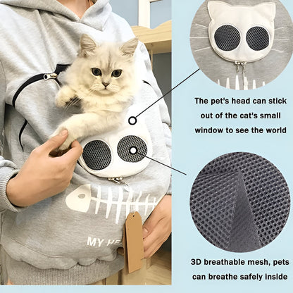 Fleece Sweatshirt with Cuddle Pouch for Cat and Small Pet Lovers