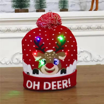 Knitted Christmas Hat LED Light Up Flashing and Warm
