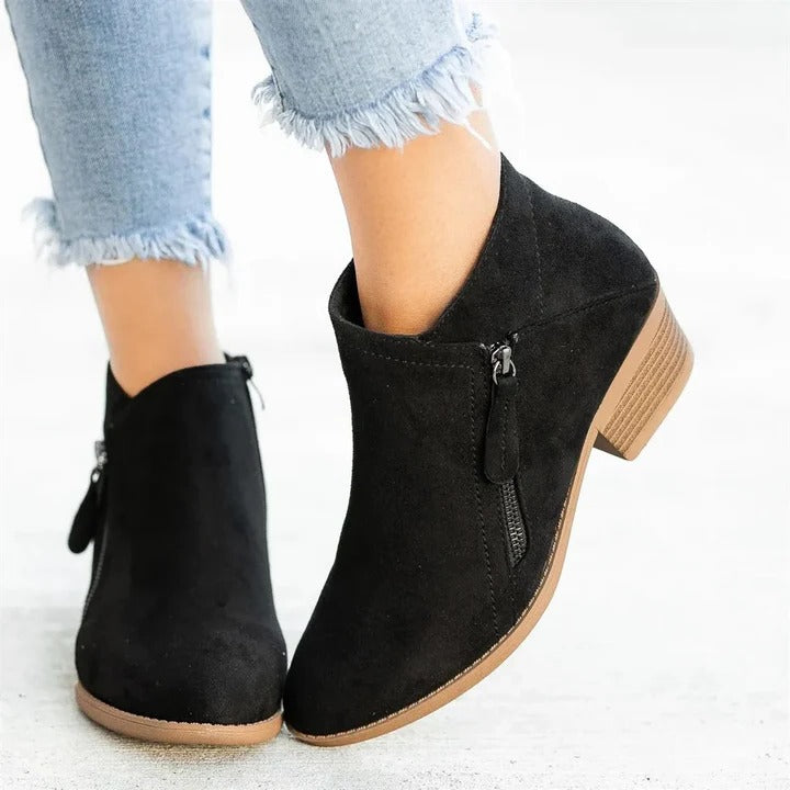 Leather Ankle Boots Orthopedic Arch Support for Women Wide Fit
