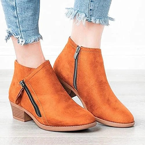 Leather Ankle Boots Orthopedic Arch Support for Women Wide Fit