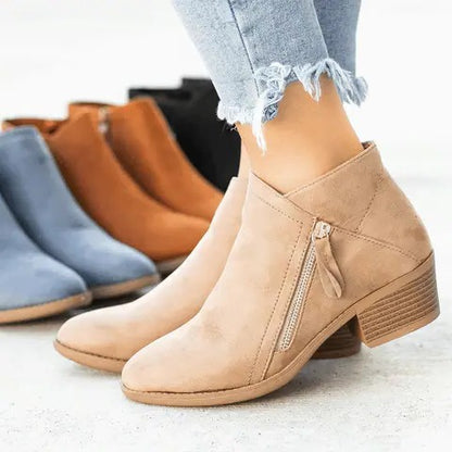 Leather Ankle Boots Orthopedic Arch Support for Women Wide Fit