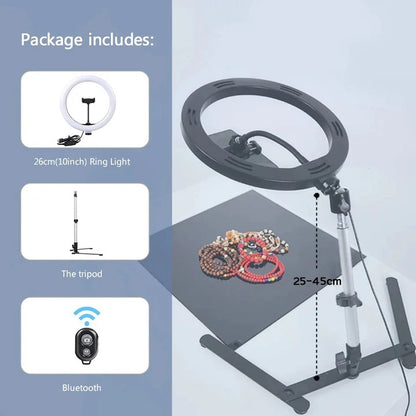 Ring Light and Tripod Stand Kit with Phone Holder for Selfie and Video
