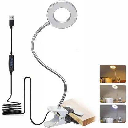 Dimmable LED Clamp On Desk Lamp 360° Flexible for Reading