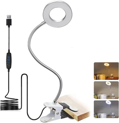 Dimmable LED Clamp On Desk Lamp 360° Flexible for Reading