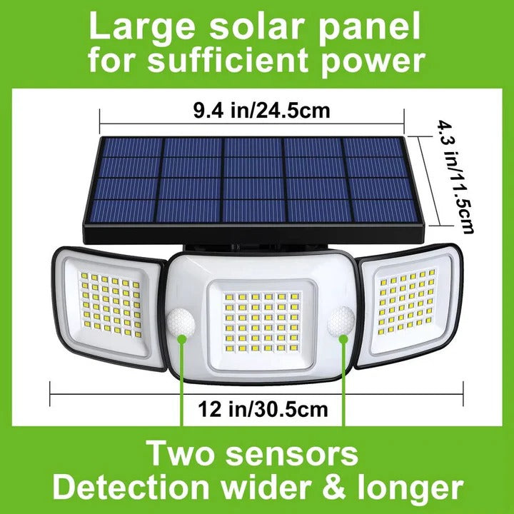 Outdoor Solar Powered Motion Sensor Flood Lights Adjustable Head