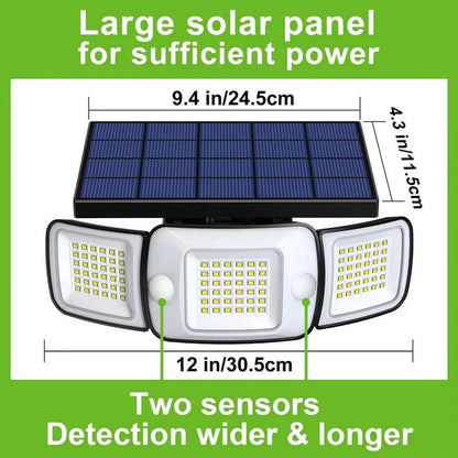 Outdoor Solar Powered Motion Sensor Flood Lights Adjustable Head