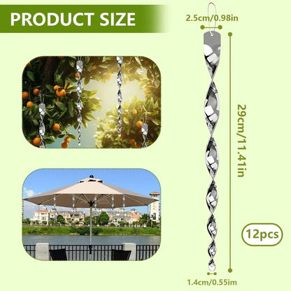 Reflective Spiral Rod Bird Deterrent for Garden and Outdoor Use