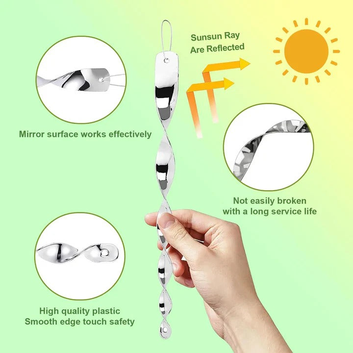 Reflective Spiral Rod Bird Deterrent for Garden and Outdoor Use