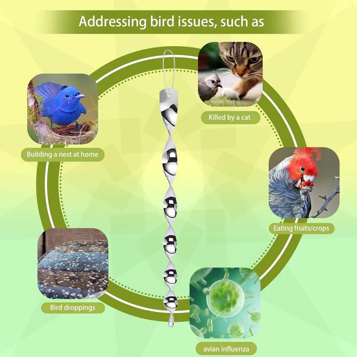 Reflective Spiral Rod Bird Deterrent for Garden and Outdoor Use