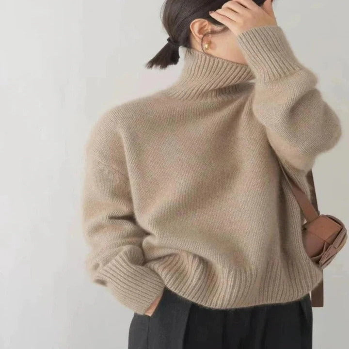 Women's Warm Merino Wool Turtleneck Sweater Comfortable Knit