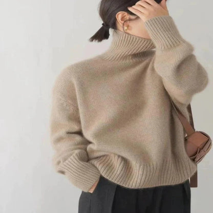 Women's Warm Merino Wool Turtleneck Sweater Comfortable Knit