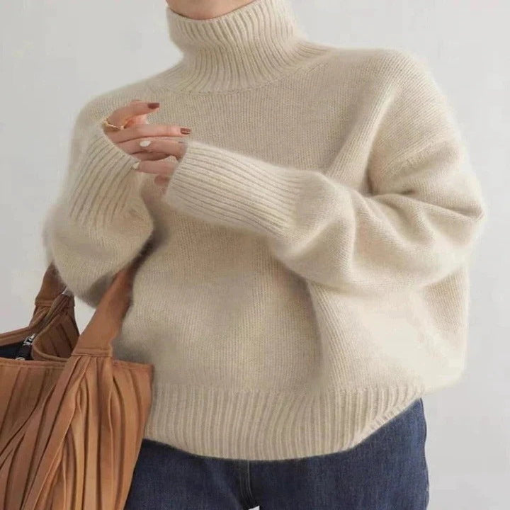 Women's Warm Merino Wool Turtleneck Sweater Comfortable Knit