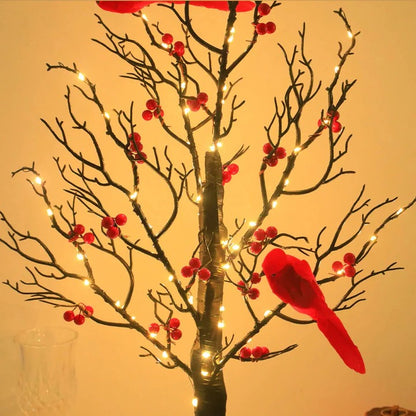 Warm White Glowing Tree and Festive Desktop Decor