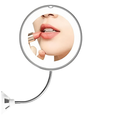 Lighted 10X Magnifying Flexible Mirror with 360 Degree Rotation