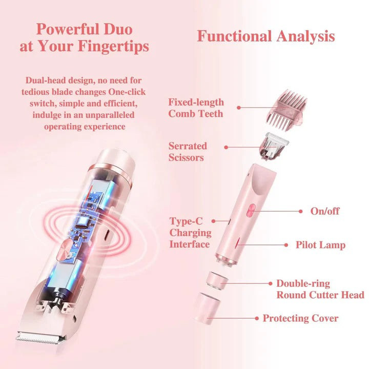 Cordless Painless Bikini Hair Trimmer with Precision Blade and USB Charge