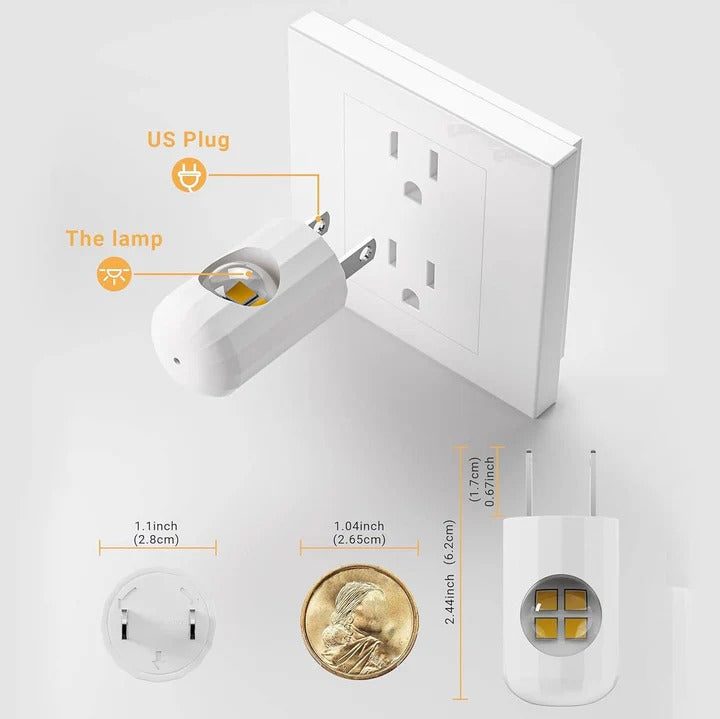 Compact Wall Socket Light with Energy-Efficient LED and Slim Design