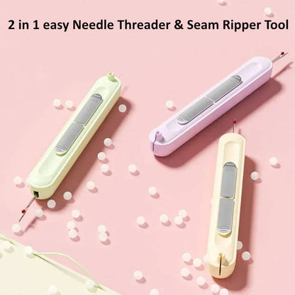 Portable Needle Threader and Seam Ripper Tool for Embroidery and Quilting