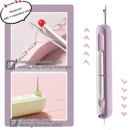 Portable Needle Threader and Seam Ripper Tool for Embroidery and Quilting