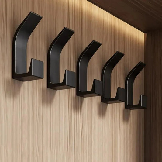 Strong 5-Pack Self-Adhesive Wall Hooks and Versatile Door and Closet Hanger